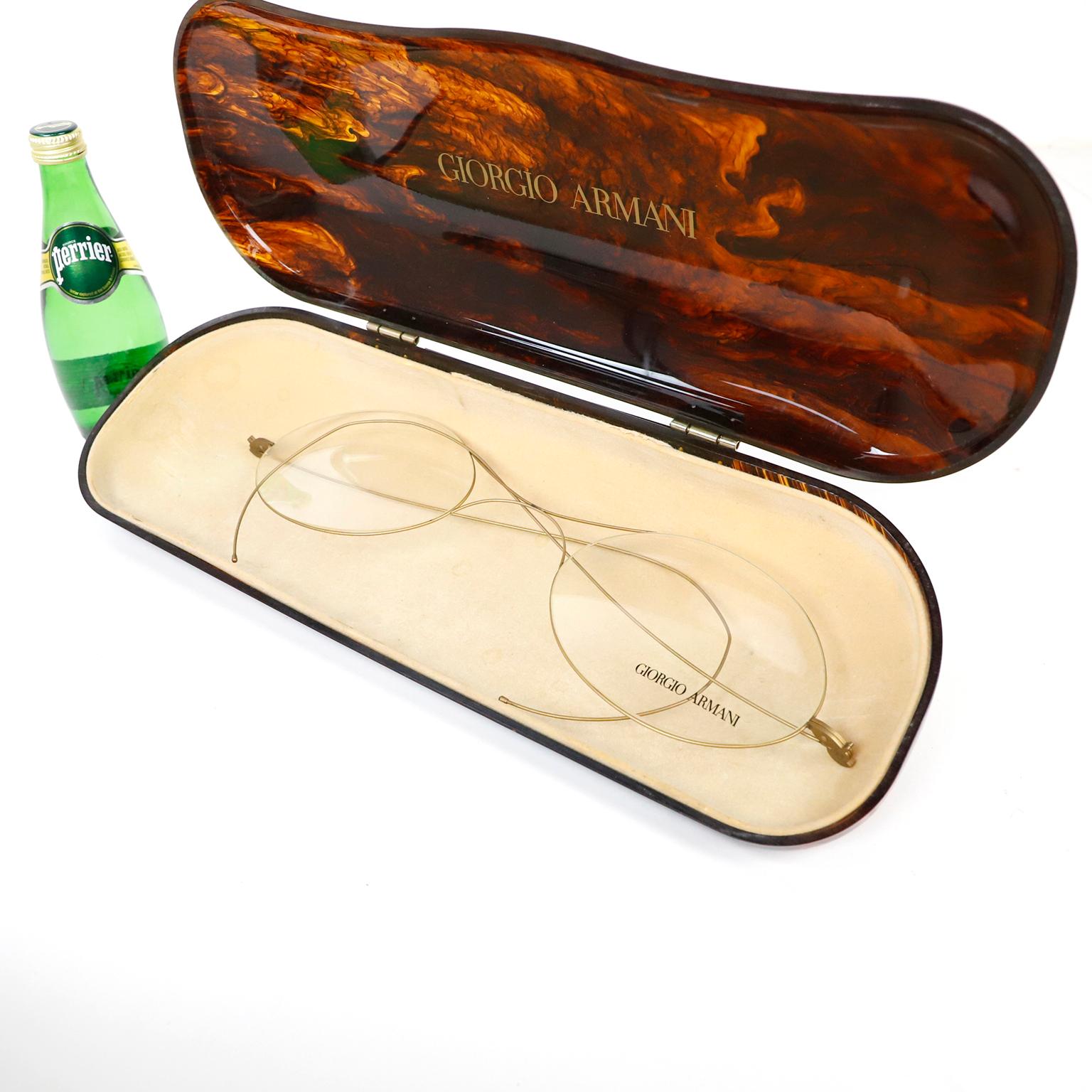 Big Size French Georgio Armani Glasses Tortoise Shell Case In Good Condition For Sale In Mexico City, CDMX