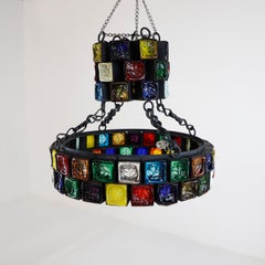 Lustre grand format en verre soufflé à la main par Feders