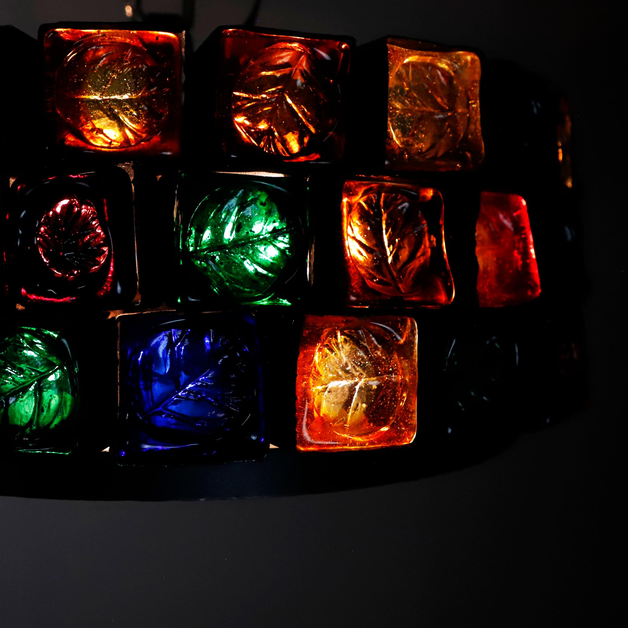 Mid-Century Modern Lustre grand format en verre soufflé à la main par Feders en vente