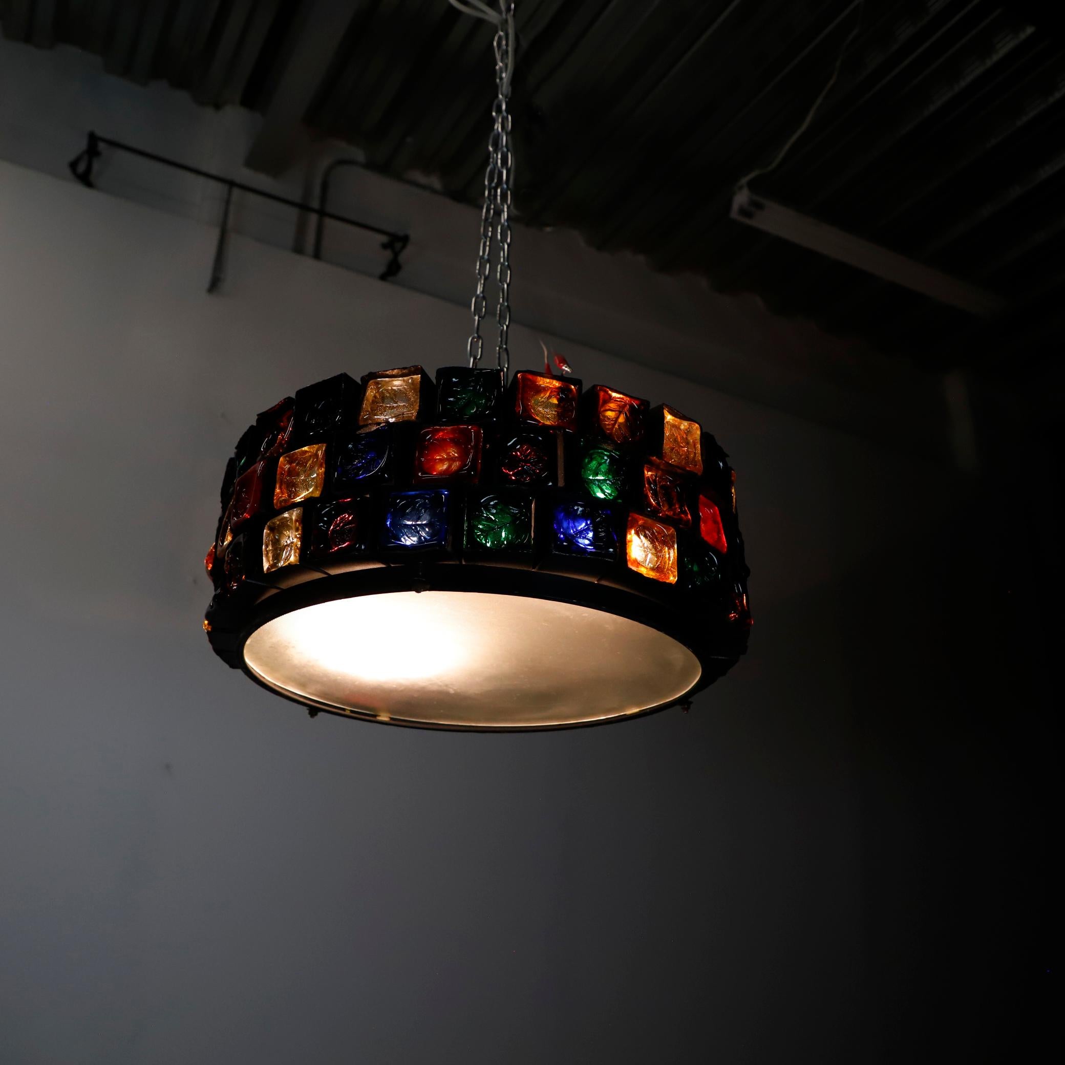 Mexicain Lustre grand format en verre soufflé à la main par Feders en vente