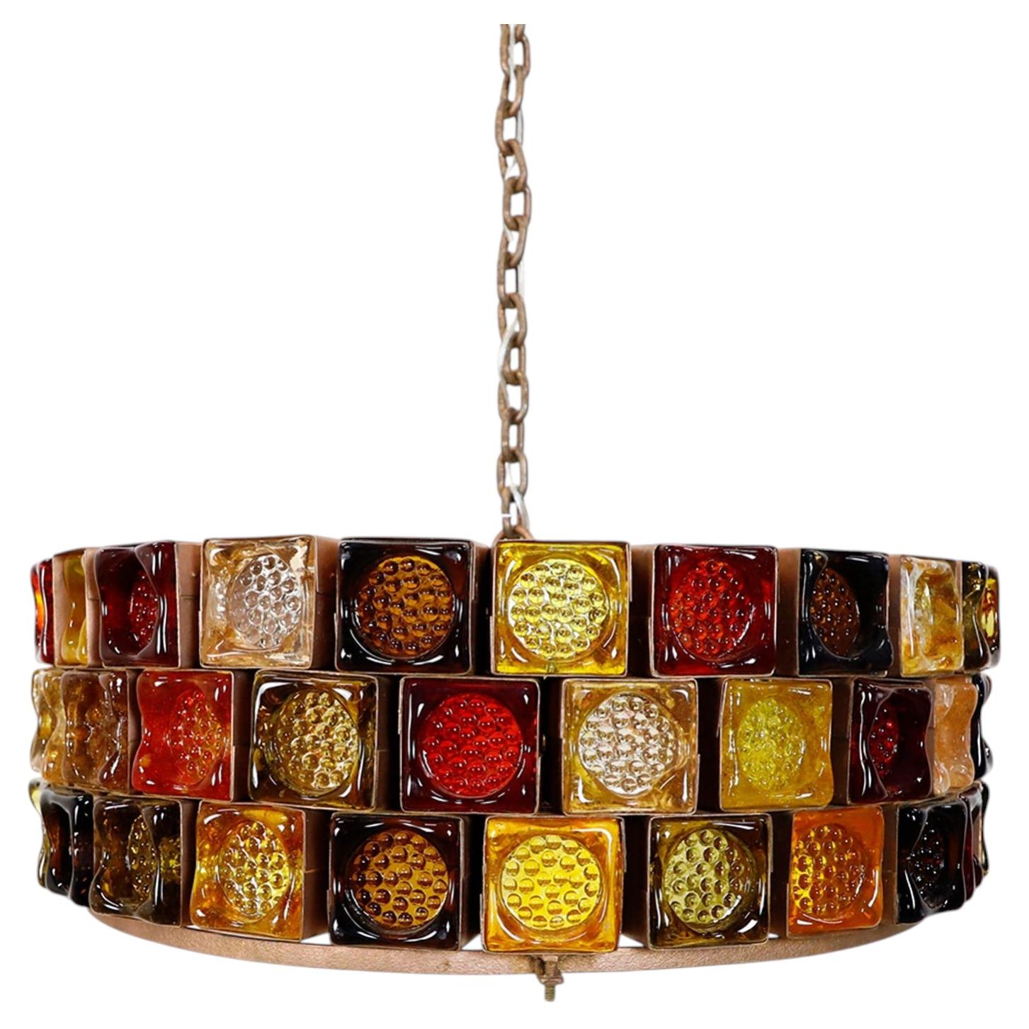 Big Size Hand Blown Glass Chandelier by Feders For Sale