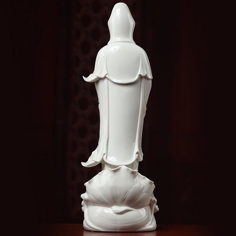 Big Size Handcraft Chinese De Hua White Porcelain South Sea Buddha Statue In Fair Condition For Sale In 景德镇市, CN