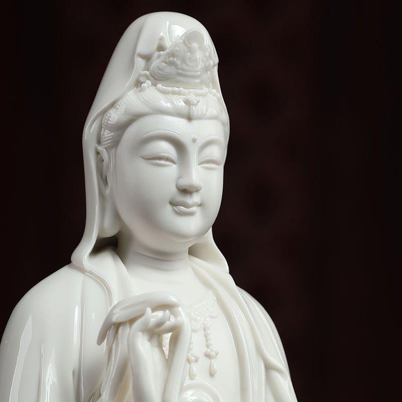 20th Century Big Size Handcraft Chinese De Hua White Porcelain South Sea Buddha Statue For Sale