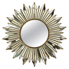 Miroir artisanal mexicain de grande taille à éclat de soleil