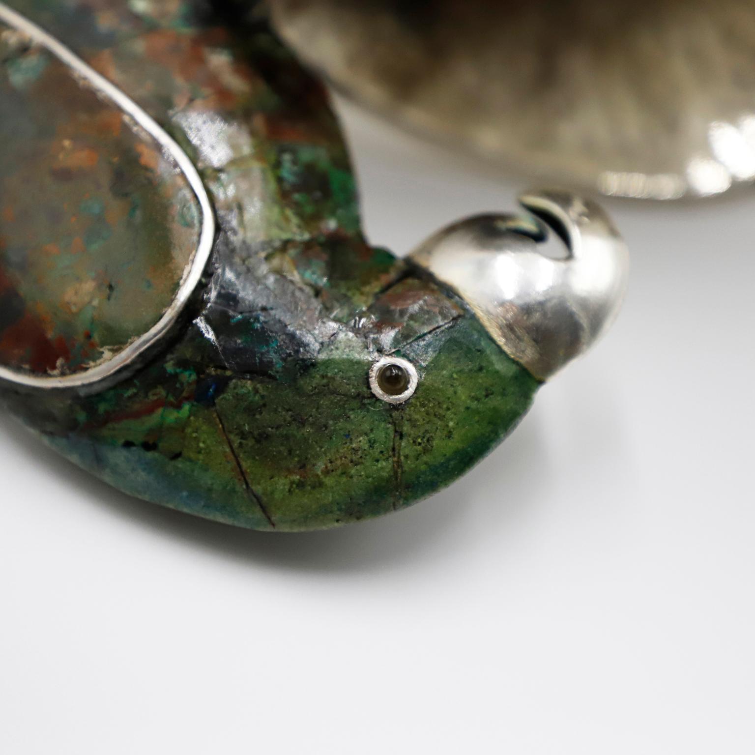Jarra mexicana de malaquita bañada en plata de gran tamaño de Los Castillo Incrustación en venta