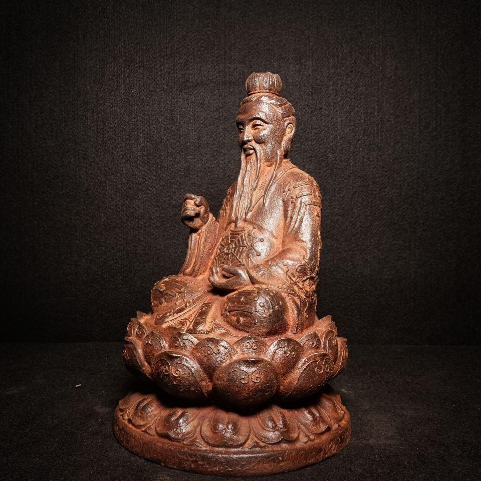 Estatua del Antepasado Taoísta Sanqing de Hierro Viejo Sentado de Gran Tamaño en Bastante bueno estado para la venta en 景德镇市, CN