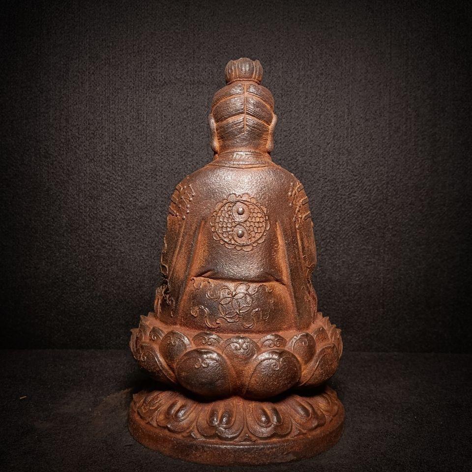 Estatua del Antepasado Taoísta Sanqing de Hierro Viejo Sentado de Gran Tamaño en venta 5