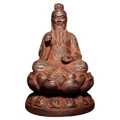 Große Taoistische Ancestor-Statue aus altem Eisen mit Primeval Lord Sanqing, Großformat