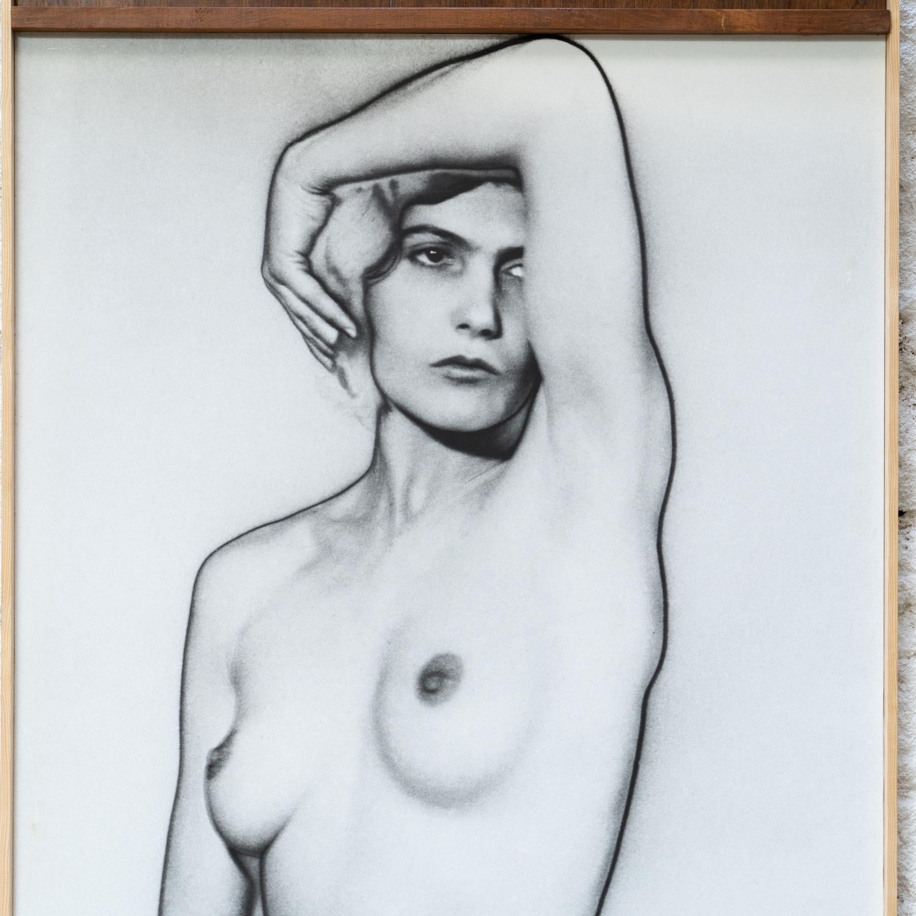 Big Size Photographic Print Framed Composition by Man Ray “Solarised Nude” For Sale 3