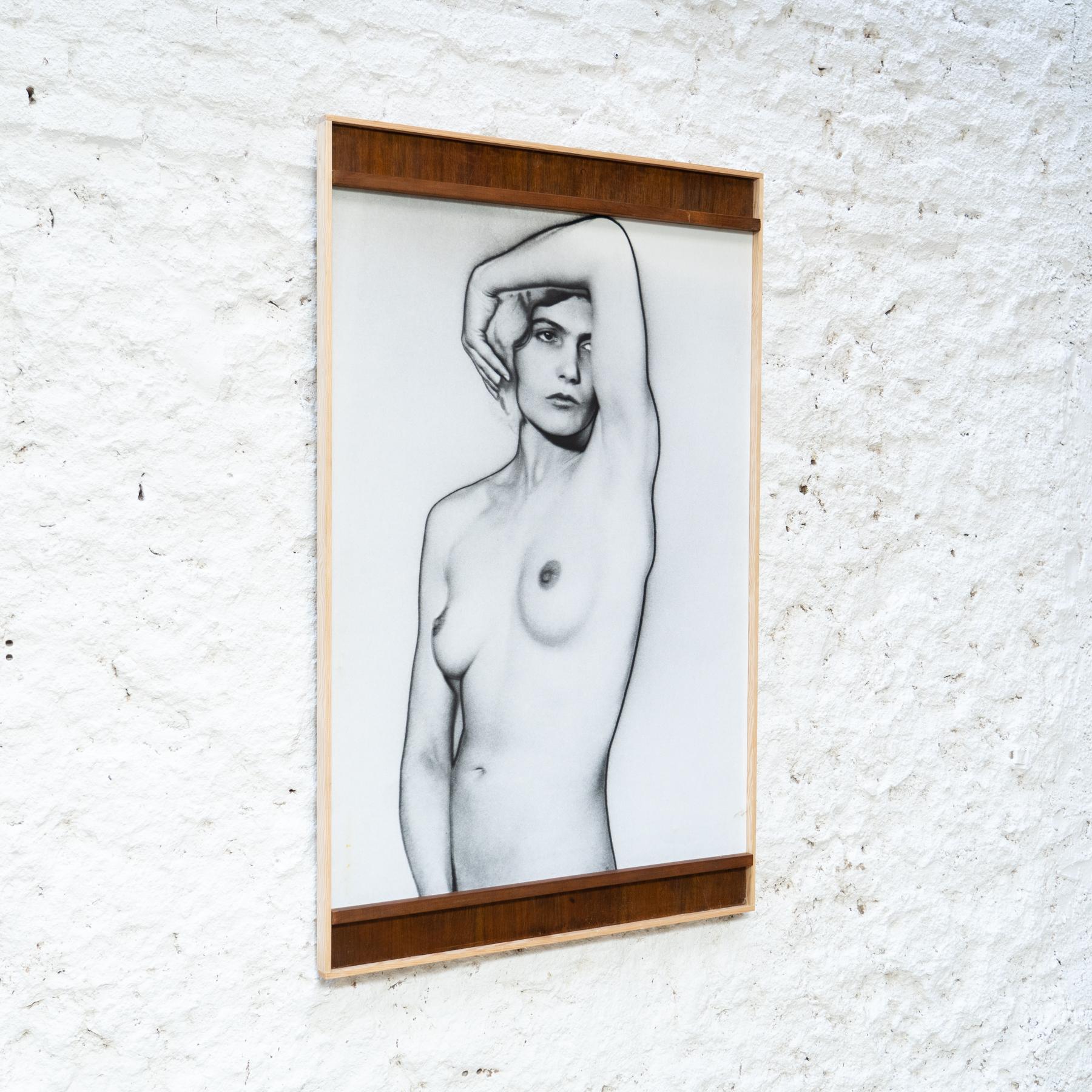 Mid-Century Modern Big Size Photographic Print Framed Composition by Man Ray “Solarised Nude” For Sale