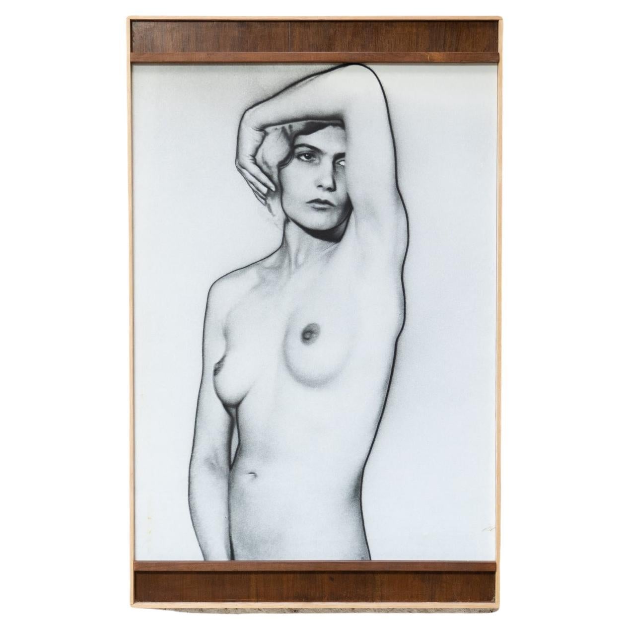 Big Size Photographic Print Framed Composition by Man Ray “Solarised Nude”