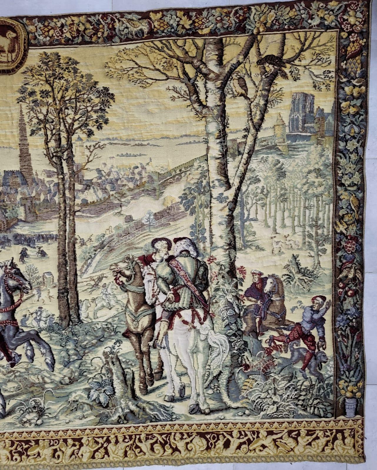 Big Size Royal Hunt Scene Tapestry, France 19th Century 5