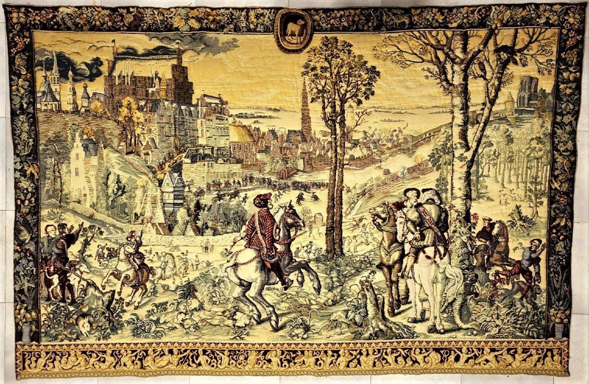 Big Size Royal Hunt Scene Tapestry, France 19th Century 1