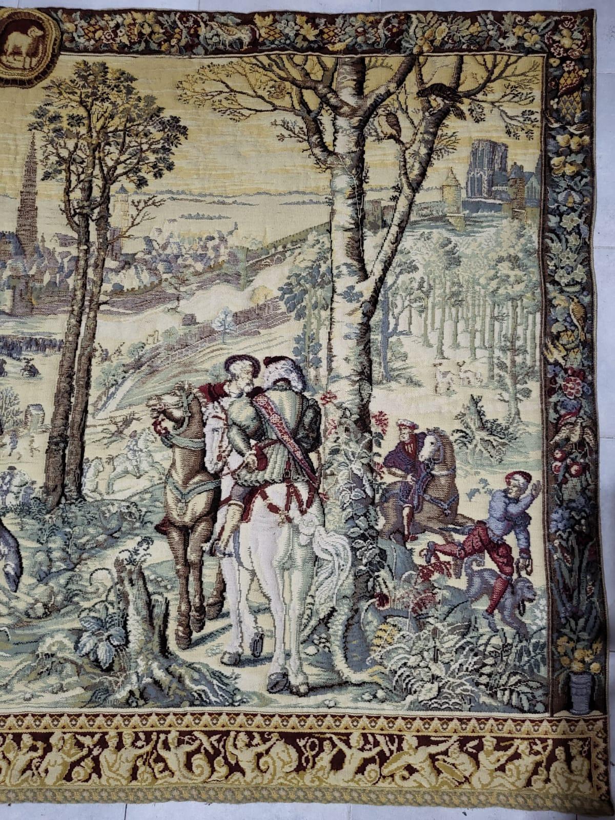 Big Size Royal Hunt Scene Tapestry, France 19th Century 2