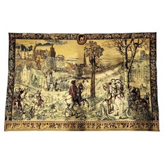Big Size Royal Hunt Scene Tapestry, France 19th Century