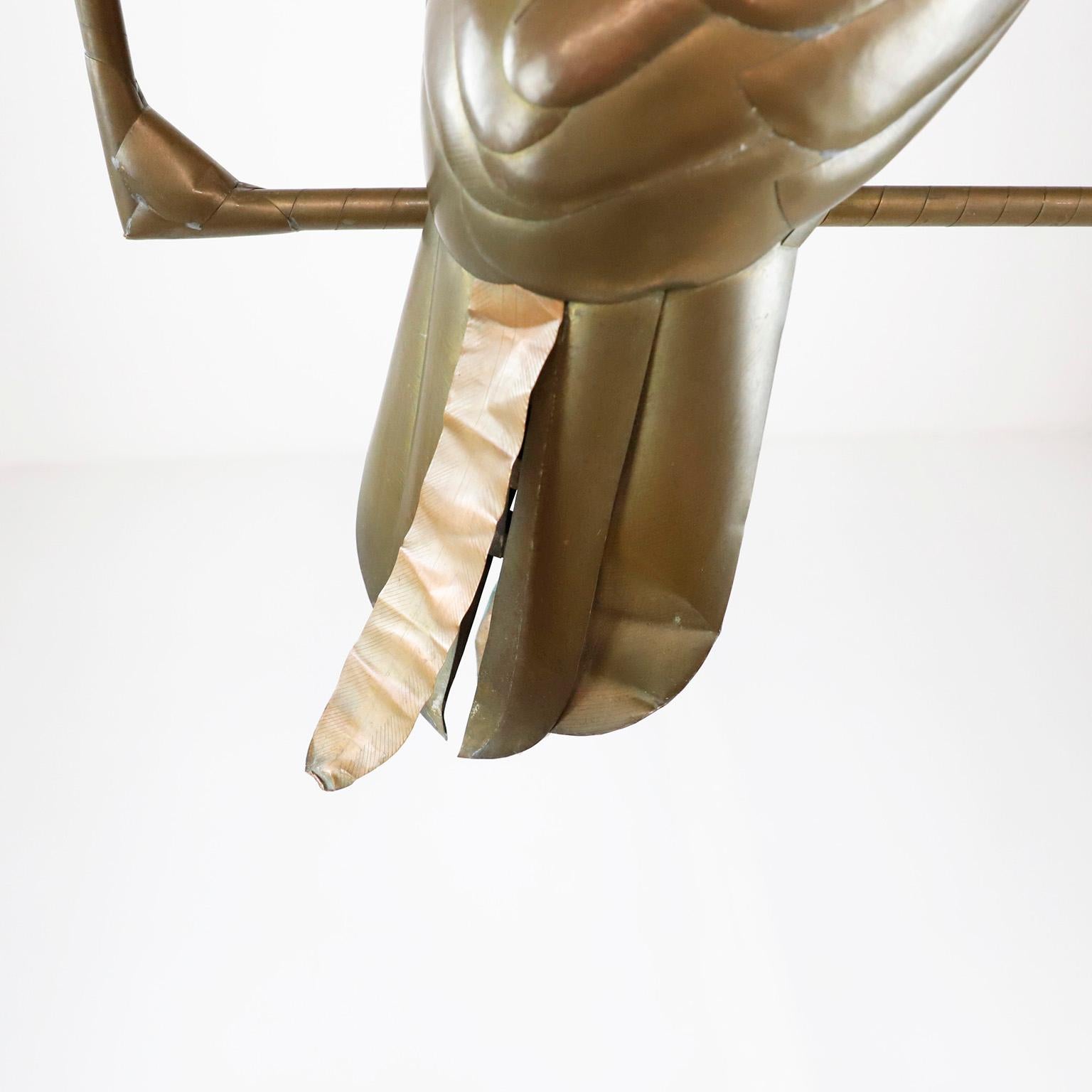 Mid-Century Modern Big Size Sergio Bustamante Sculpture of Toucan on Hanging Perch For Sale