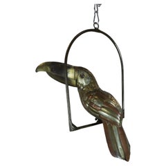 Big Size Sergio Bustamante Sculpture of Toucan on Hanging Perch