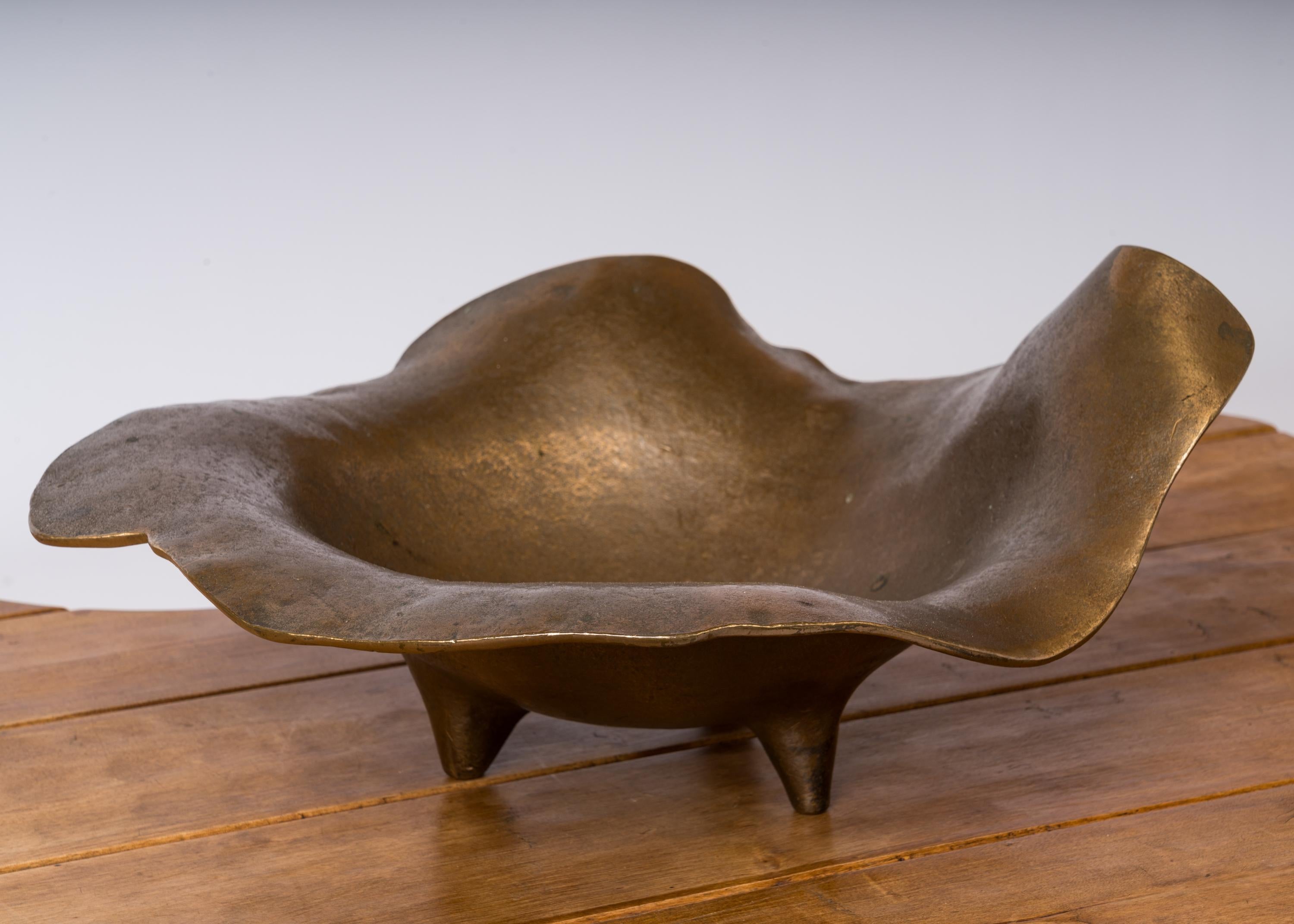 Large size solid bronze dish to be used as a center piece or a 