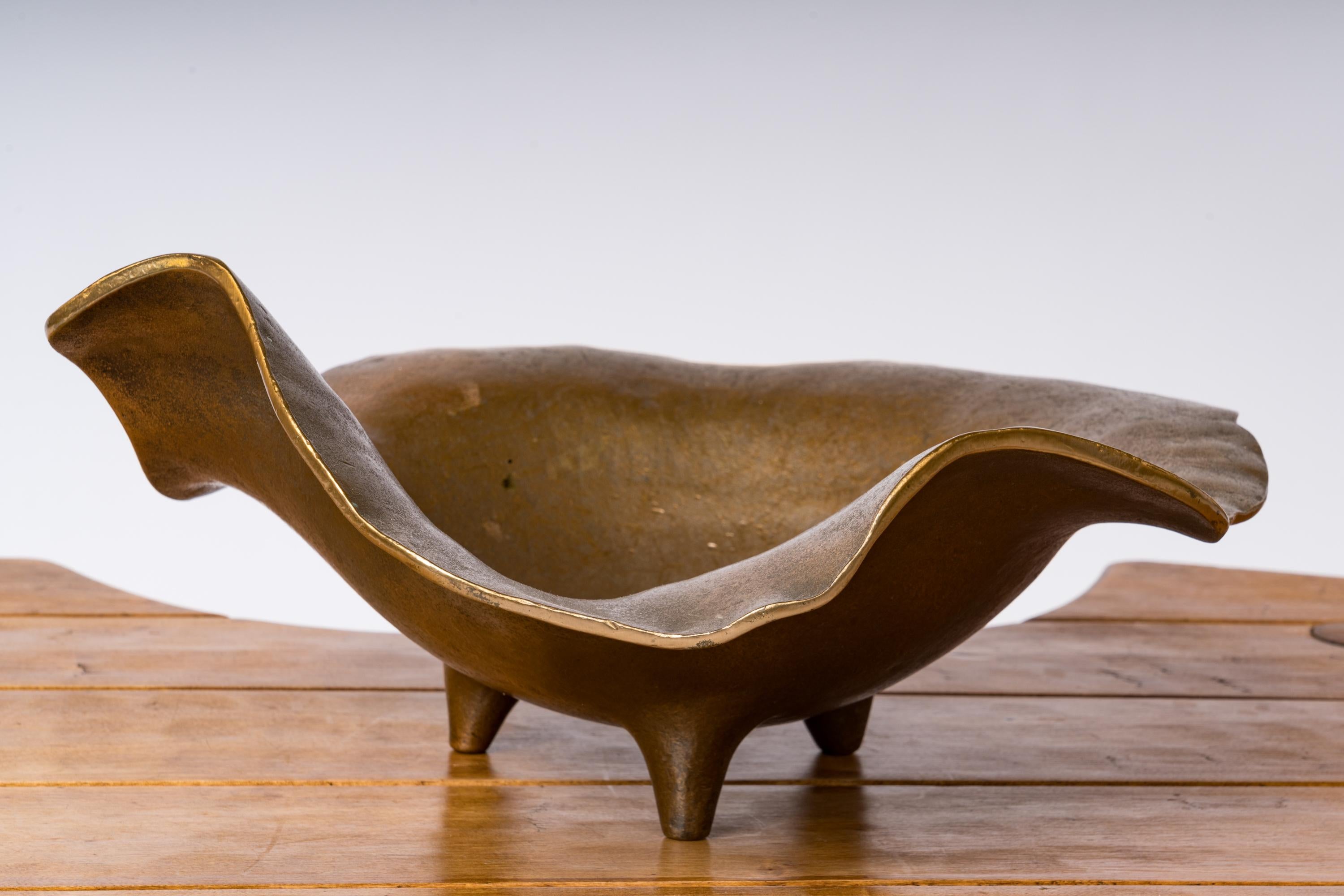 Big Size Solid Bronze Decorative Dish on Tripod Feet - France 1970's For Sale 3