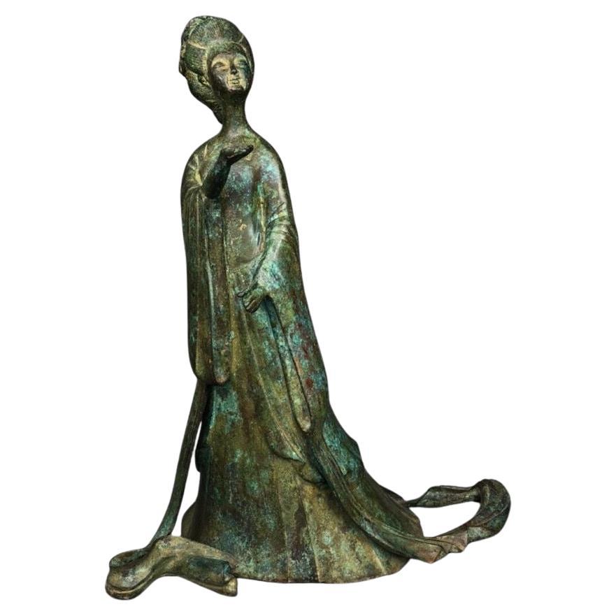 Gran Tamaño Vintage Bronce Belleza Zhao Jun Estatua de China Estatua Original