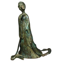 Große Vintage-Bronze-Blumenstatue Zhao Jun aus China, Original-Statue, Vintage