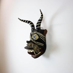 Big Size Zoomorphic Mask with Mirror Eyes and Serpent Emerging from the Tongue.