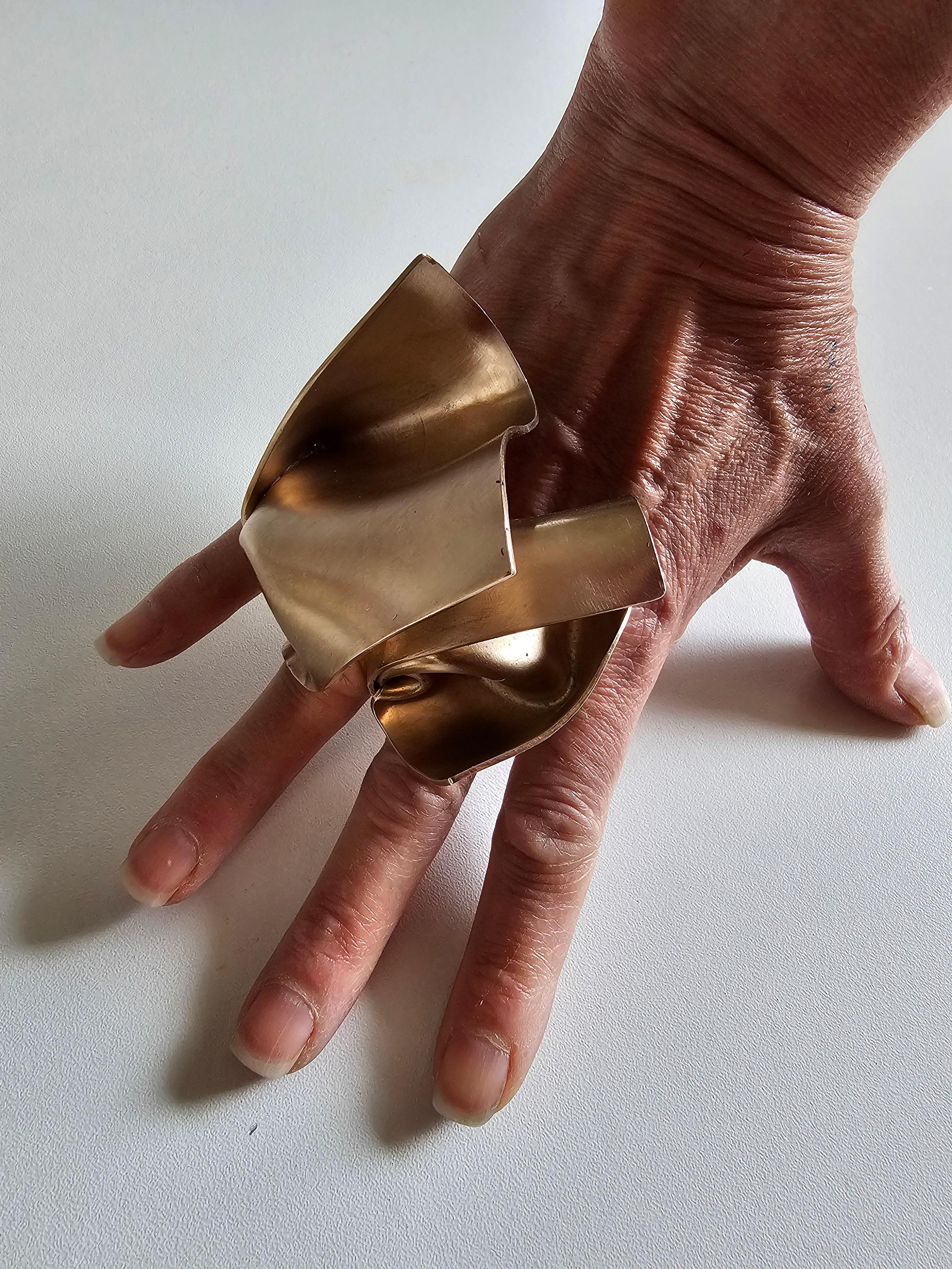 Alina Alamorean Soft Swirl Sculptural Contemporary Statement Ring Rose Bronze For Sale 6