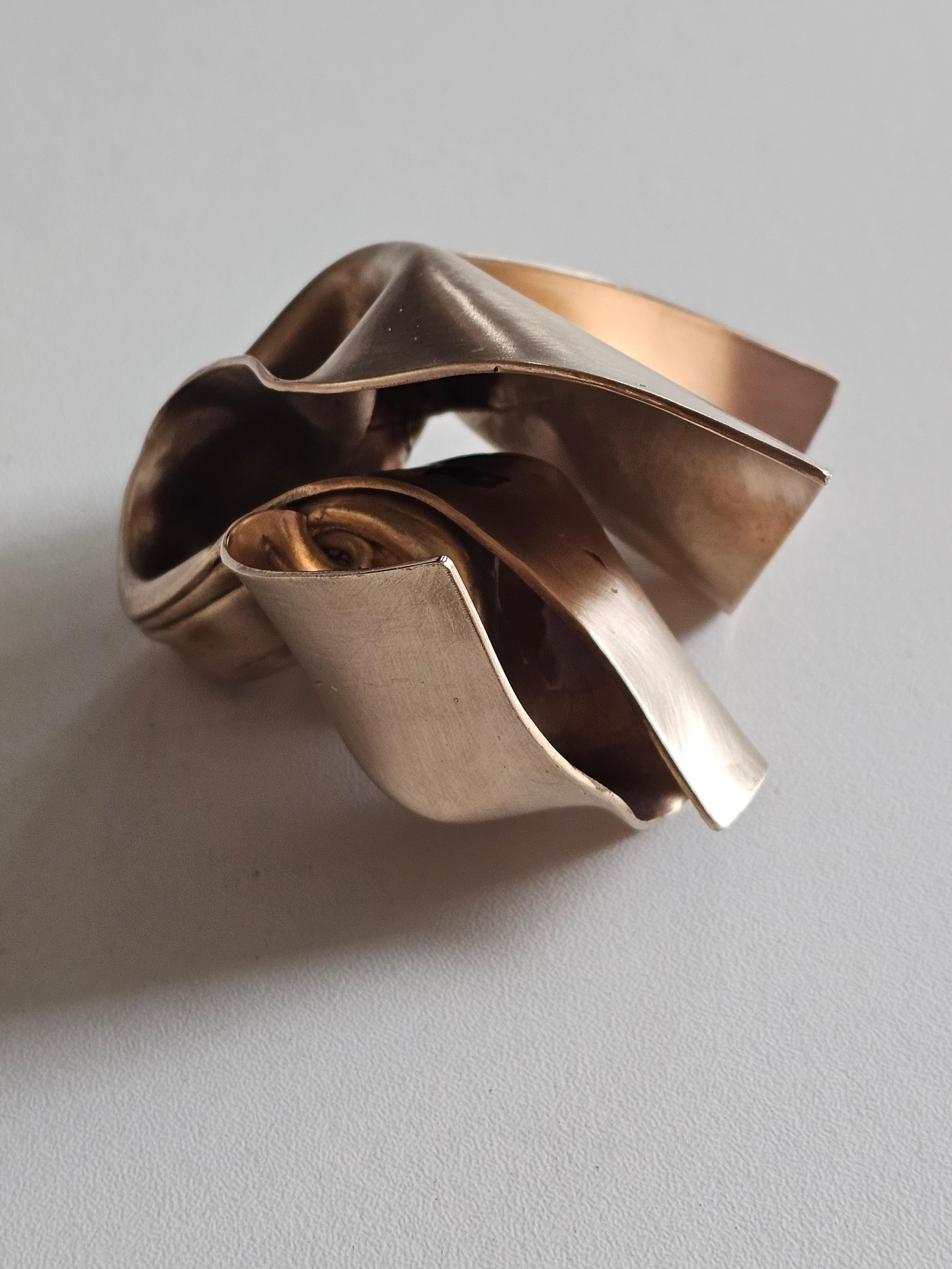Alina Alamorean Soft Swirl Sculptural Contemporary Statement Ring Rose Bronze For Sale 1