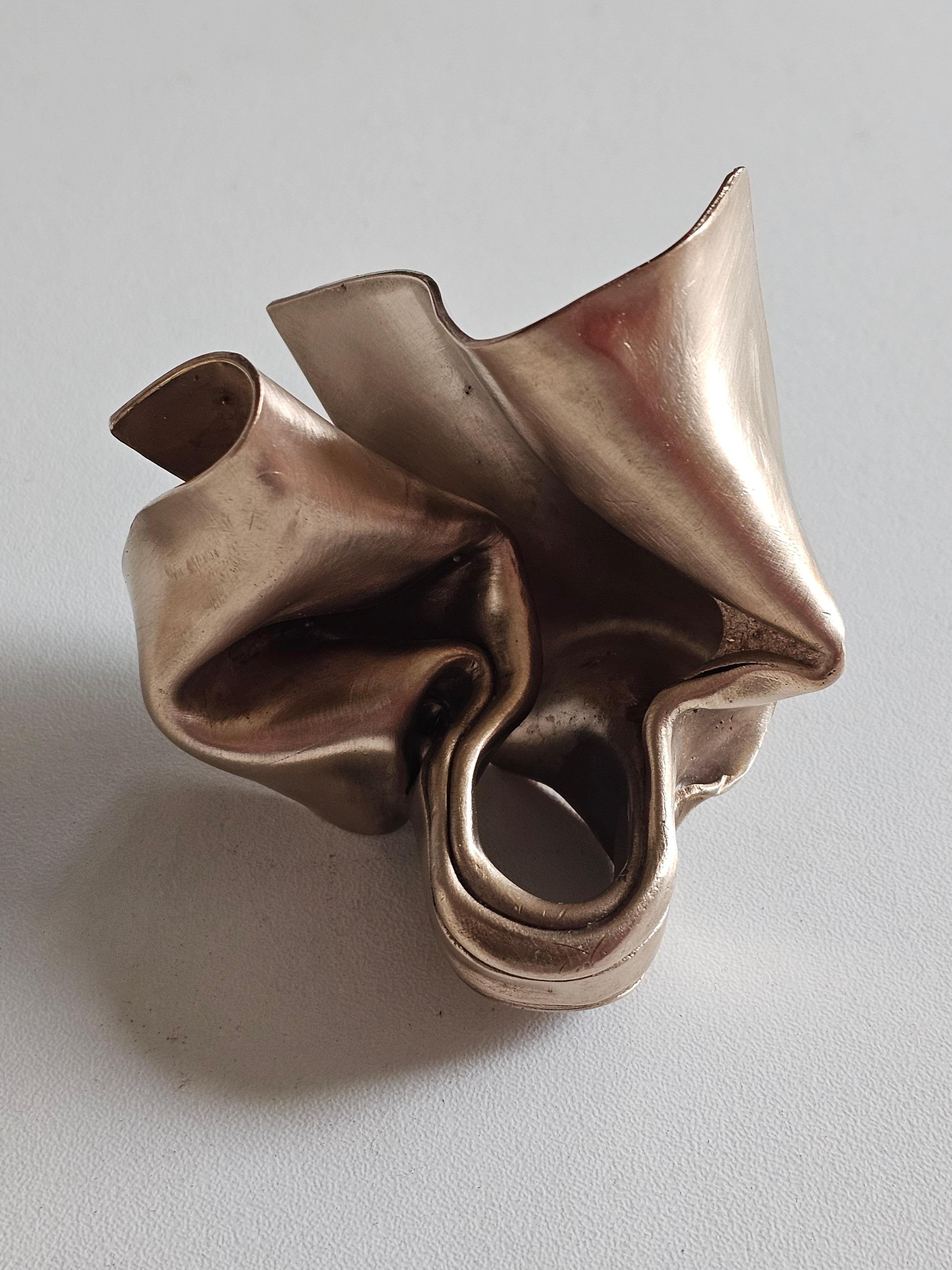 Alina Alamorean Soft Swirl Sculptural Contemporary Statement Ring Rose Bronze For Sale 3