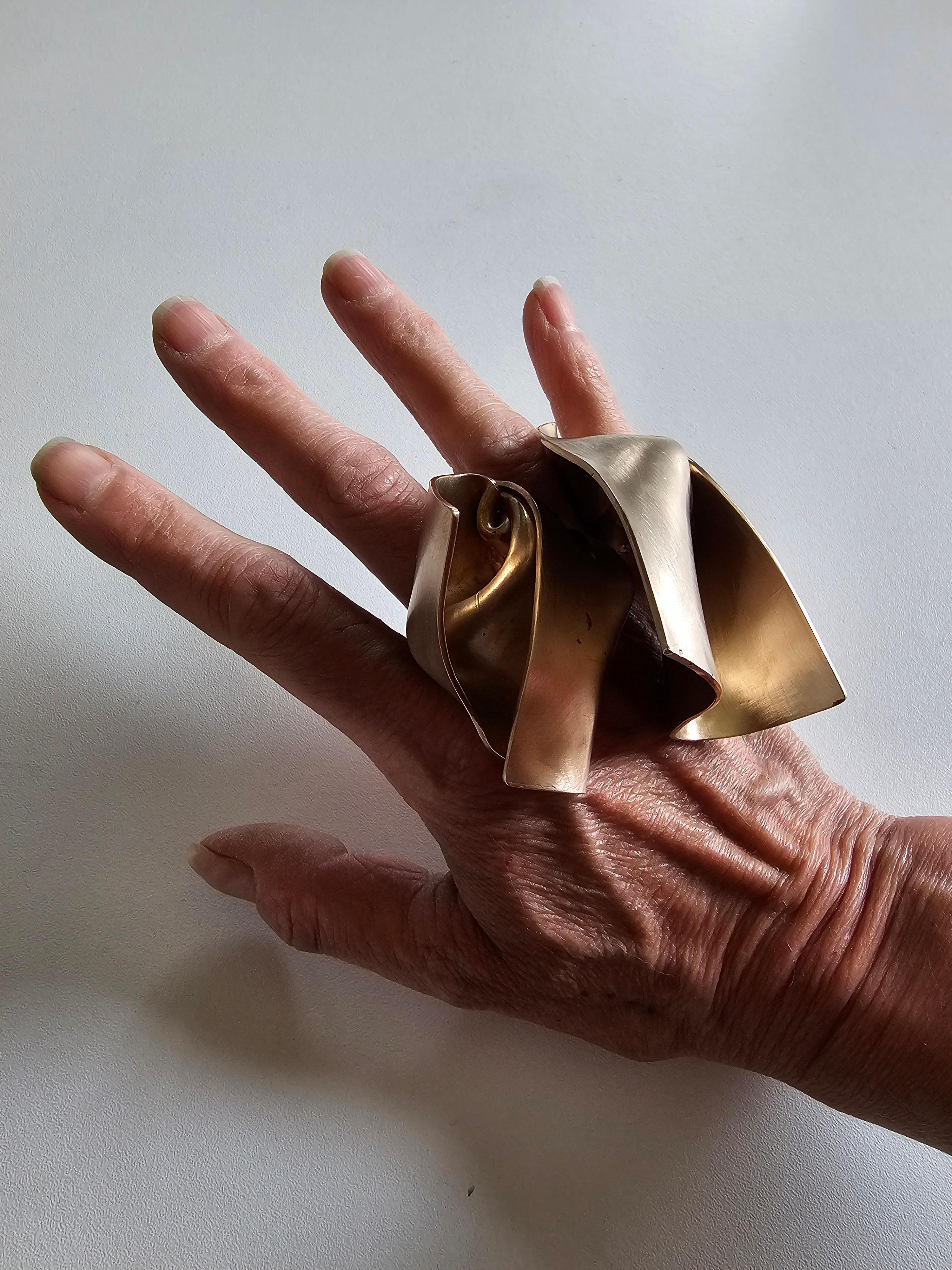 Alina Alamorean Soft Swirl Sculptural Contemporary Statement Ring Rose Bronze For Sale 4