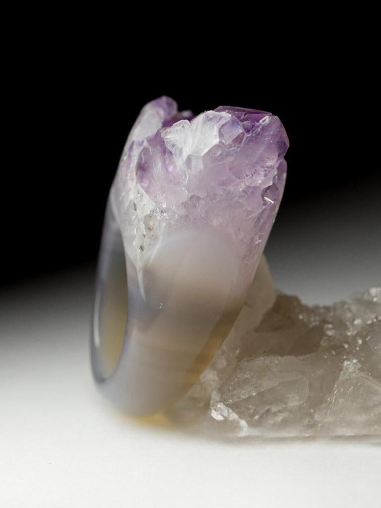 Big Solid Amethyst Ring Raw Crystals Lilac Light Purple Orchid Flower big ring For Sale 4