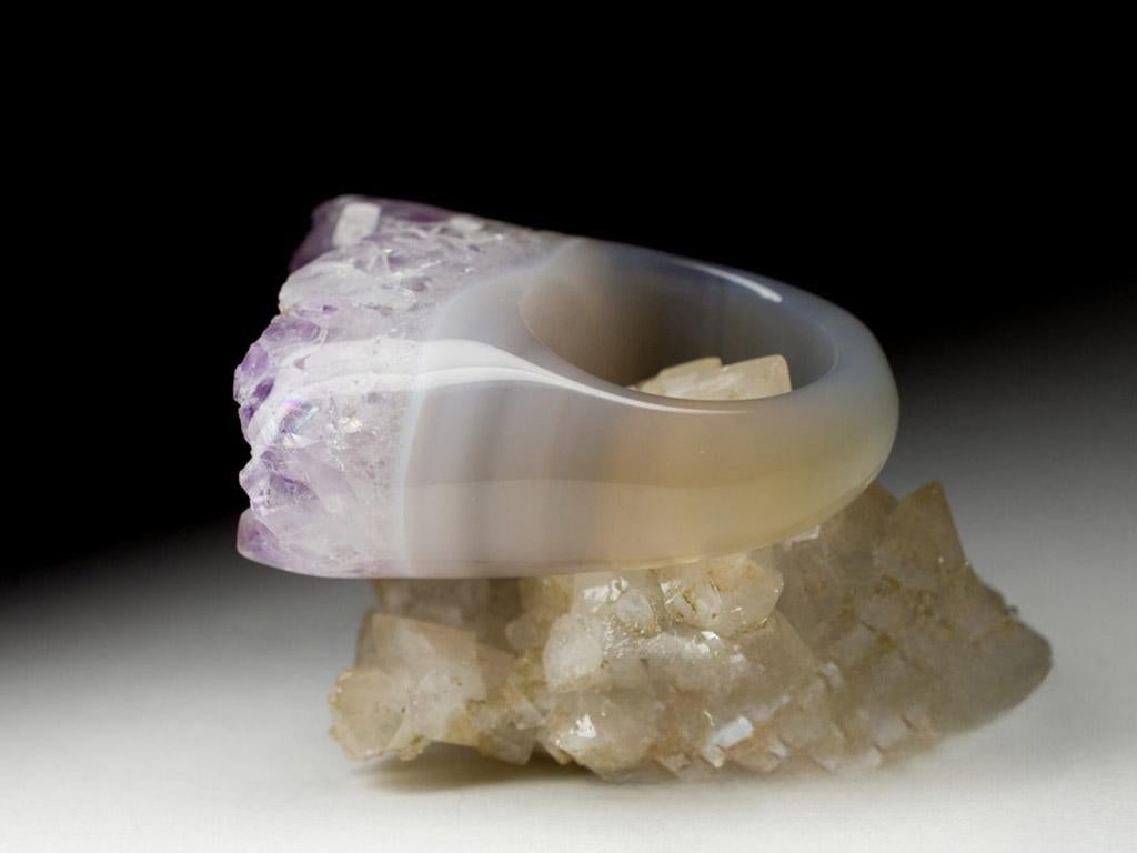 Big Solid Amethyst Ring Raw Crystals Lilac Light Purple Orchid Flower big ring For Sale 5