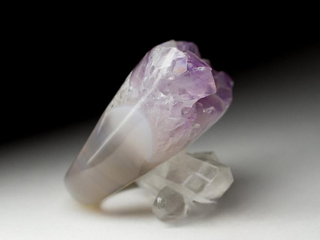 Women's or Men's Big Solid Amethyst Ring Raw Crystals Lilac Light Purple Orchid Flower big ring For Sale