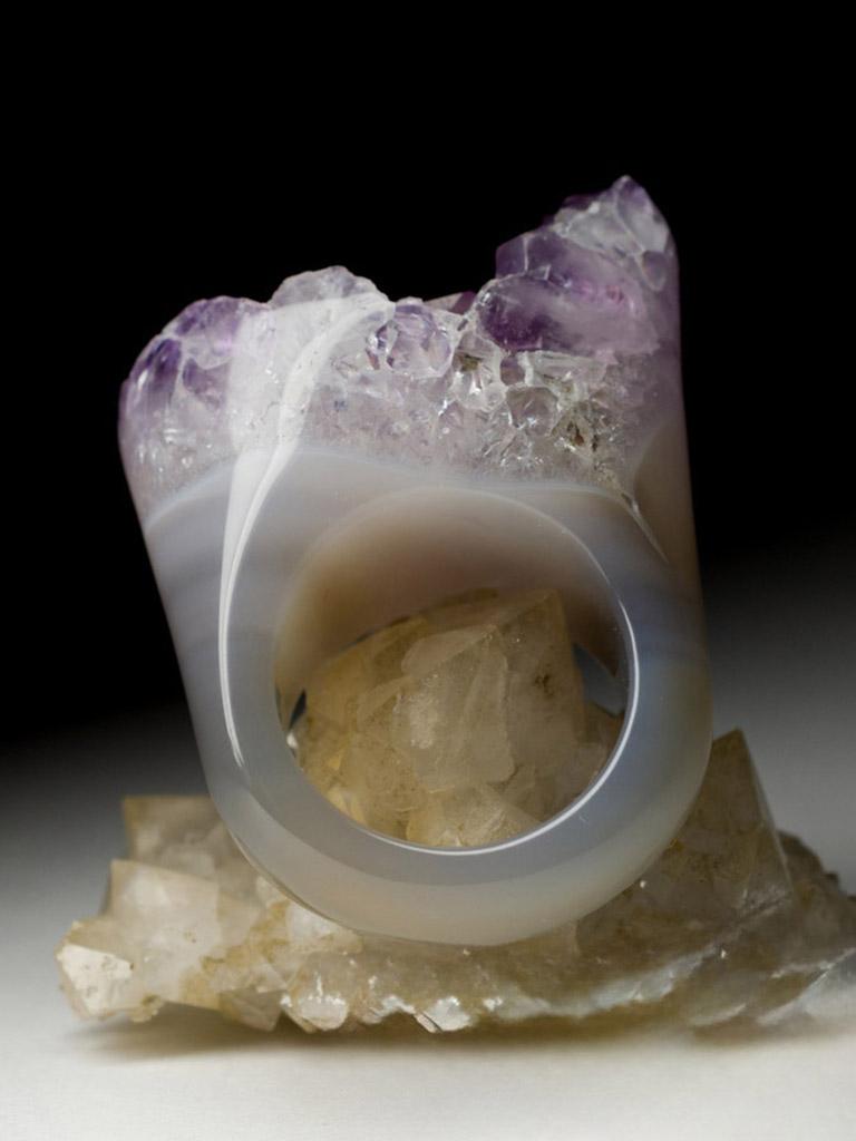 Big Solid Amethyst Ring Raw Crystals Lilac Light Purple Orchid Flower big ring For Sale 2