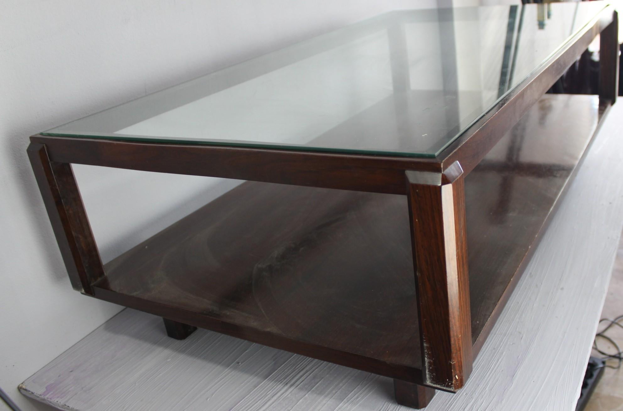Mid-Century Modern big solid rosewood intelectual italian design coffee table For Sale