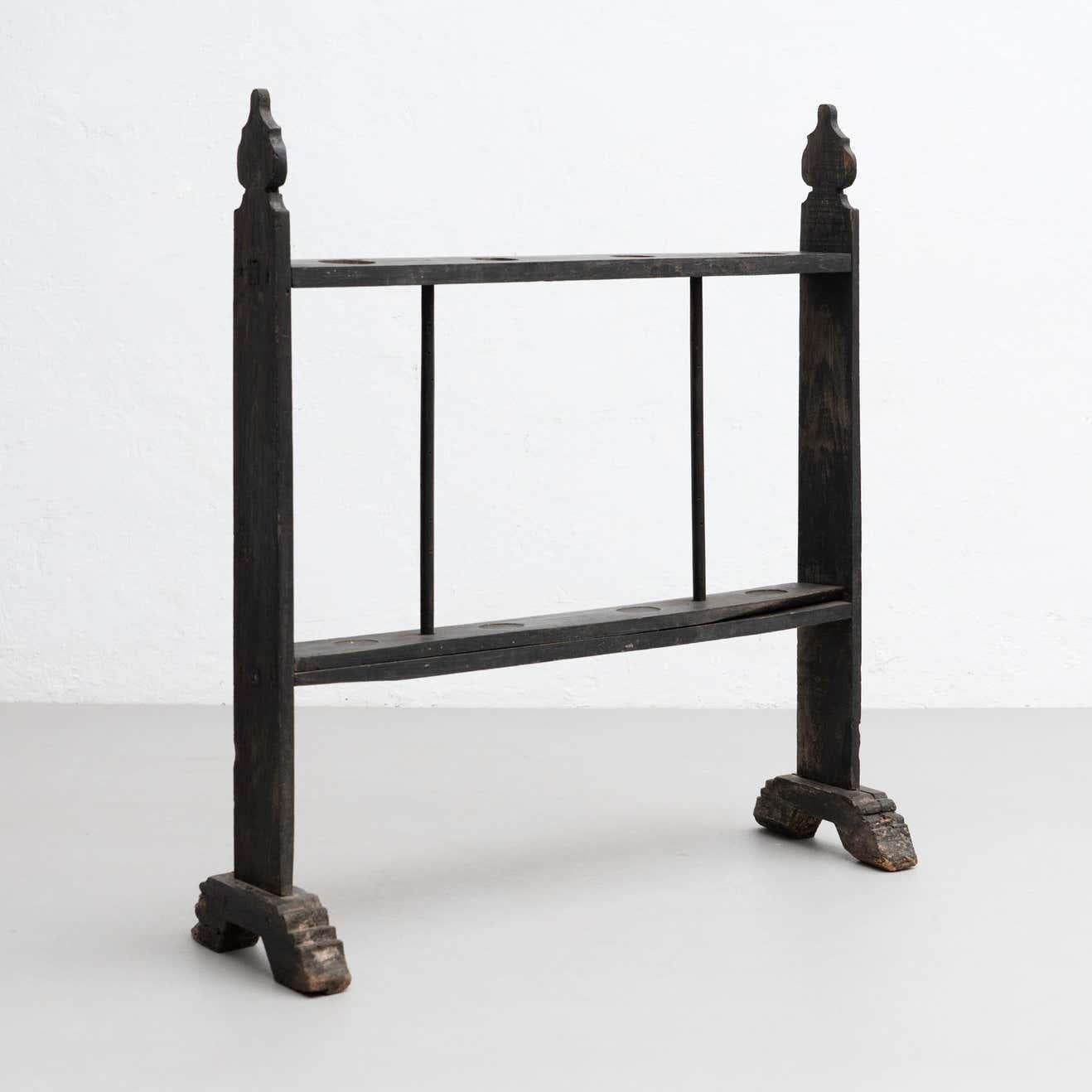 Portacandele in legno antico tradizionale spagnolo 