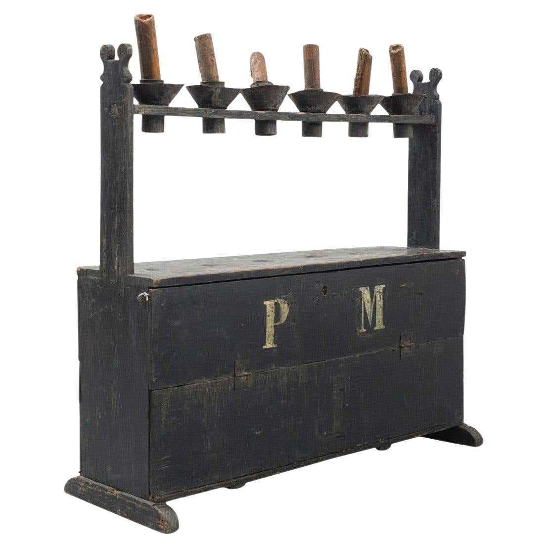 Big Spanish 'Hachero' Traditional Ancient Stained Wood Candleholder, circa 1940 For Sale 8