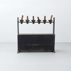 Big Spanish 'Hachero' Traditional Ancient Stained Wood Candleholder, circa 1940