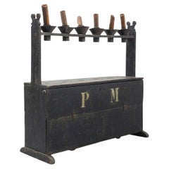 Big Spanish 'Hachero' Traditional Ancient Stained Wood Candleholder, circa 1940