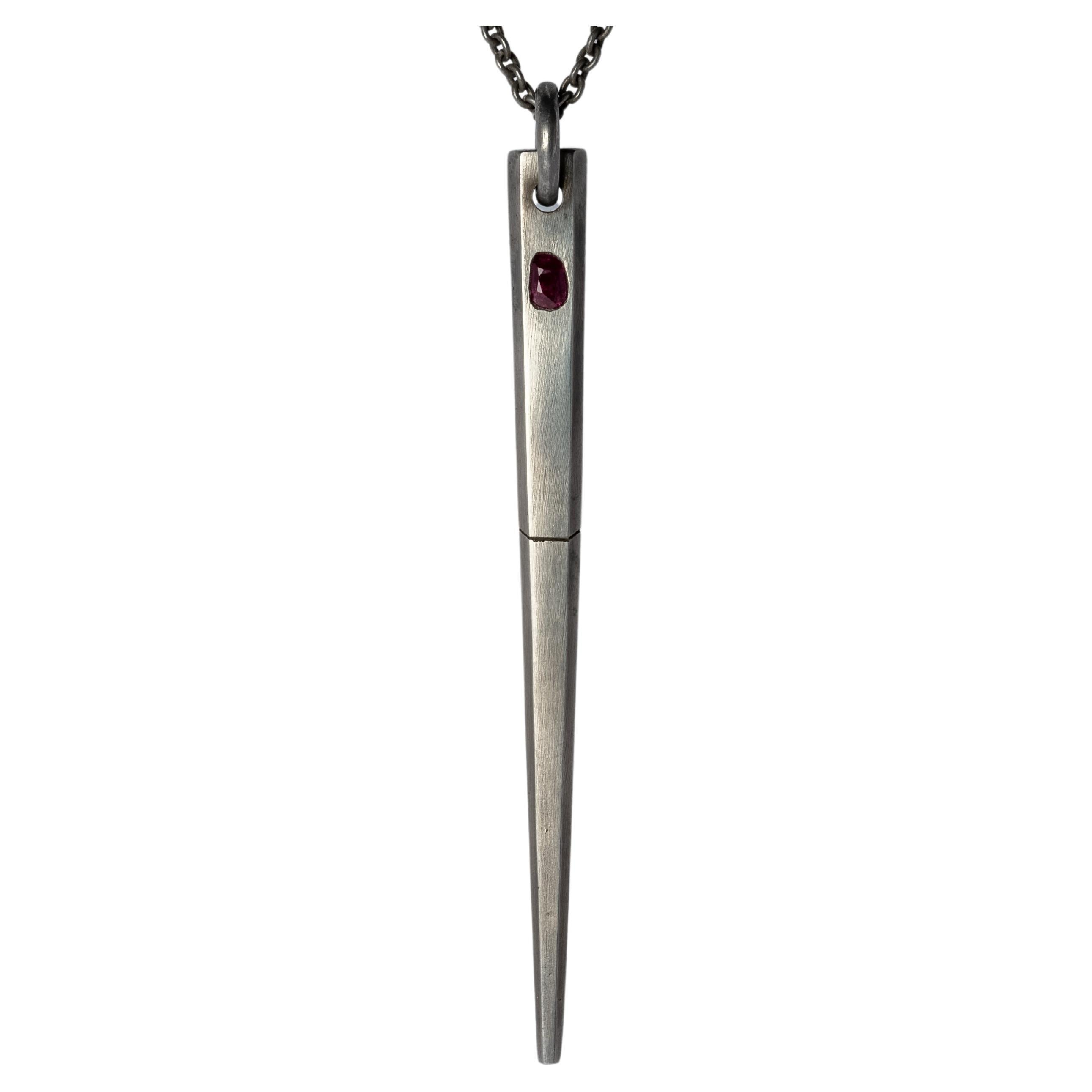 Big Spike Necklace (0.5 CT, Single Ruby Slice, DA+RUB) For Sale