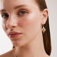 Big Spiral Chain Drop Earrings in 14K Solid Yellow Gold