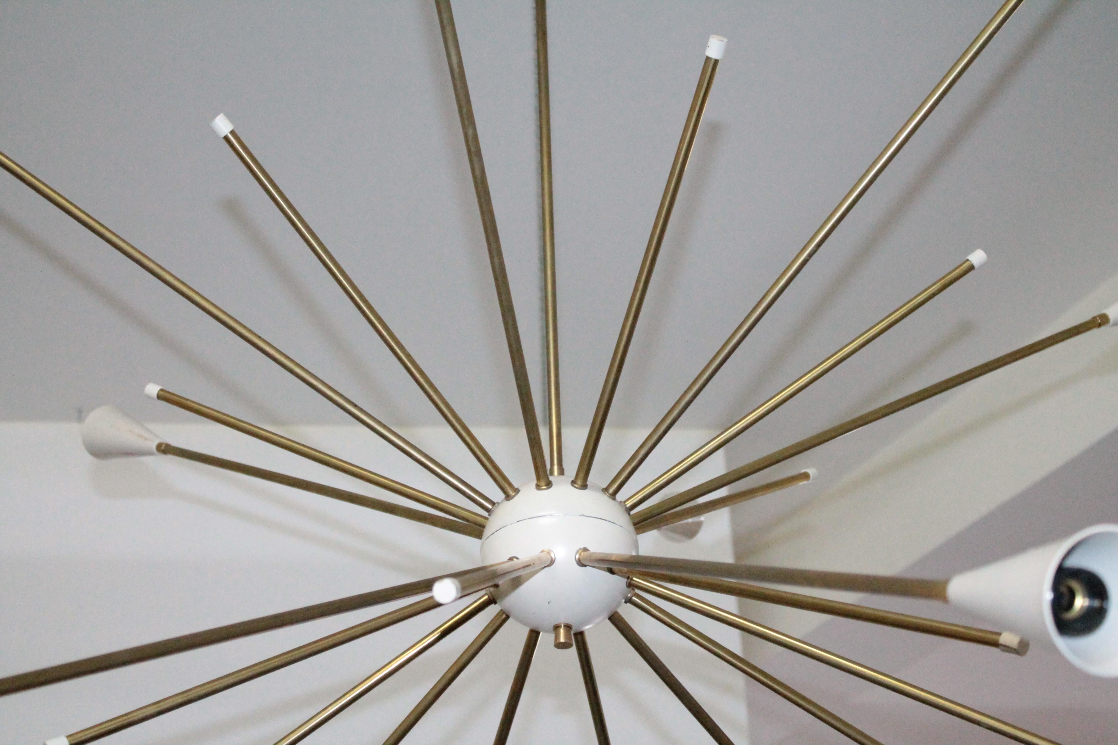 Italian Big Sputnik Chandelier 1960s Brass 12 lights