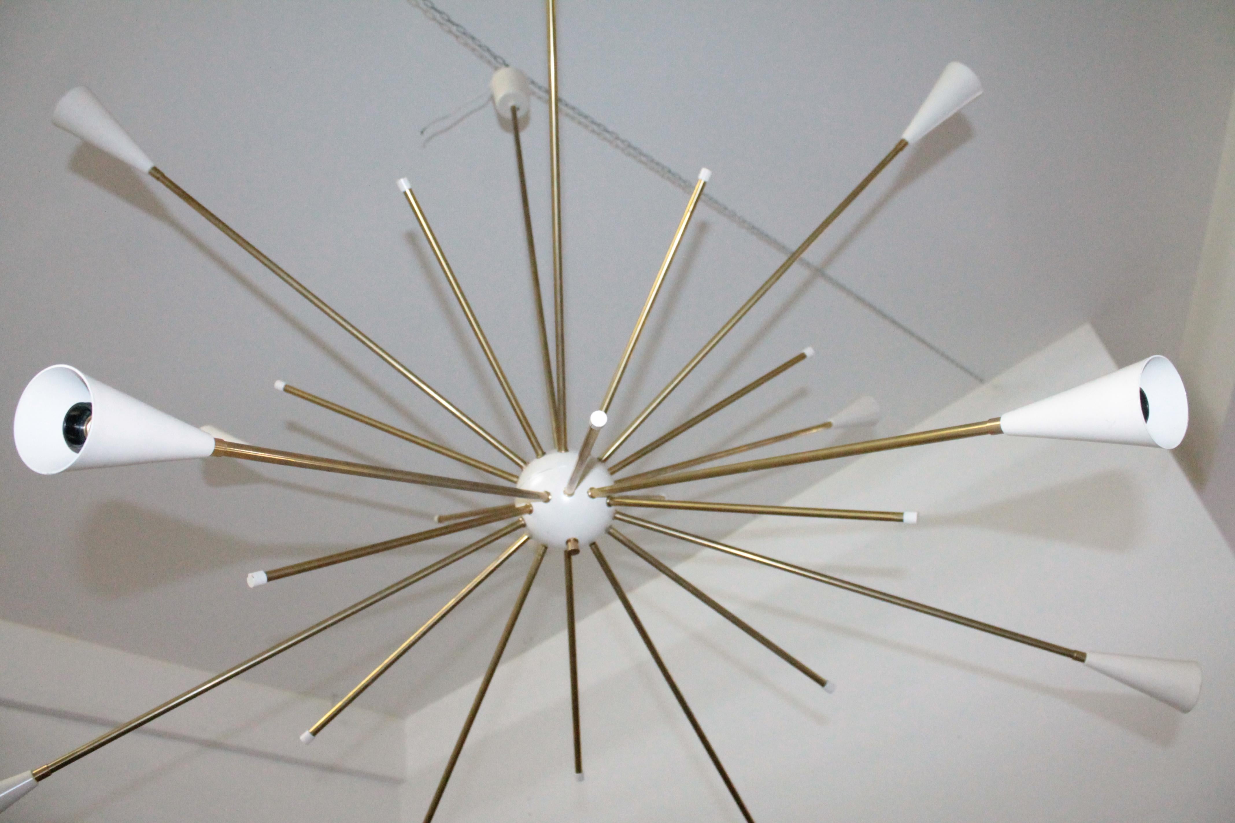 Big Sputnik Chandelier 1960s Brass 12 lights 3