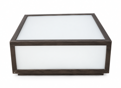 big square ceiling fixture, glass, brass, led