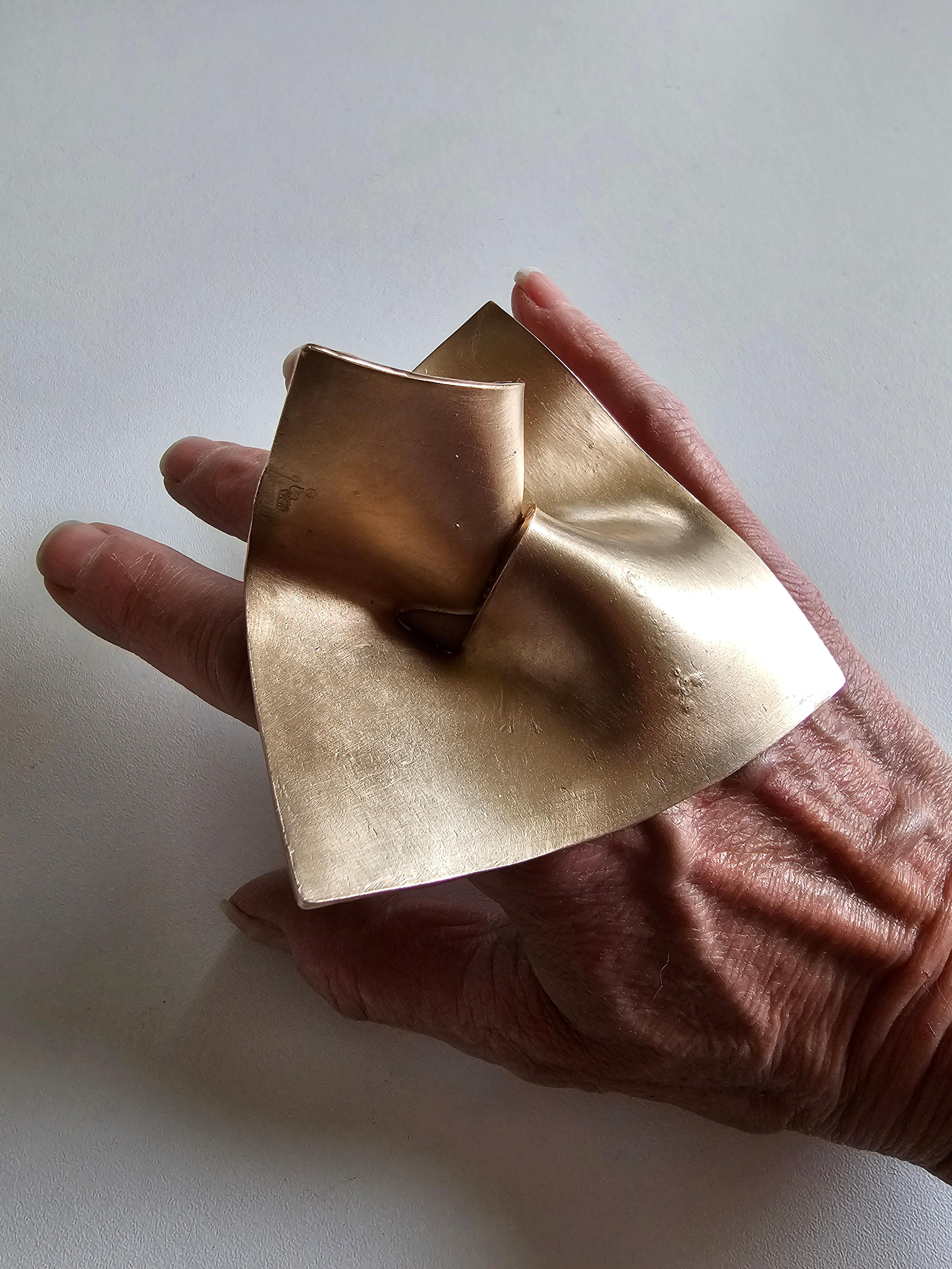 Alina Alamorean Square Waterlily Sculptural Contemporary Statement Ring Bronze For Sale 1