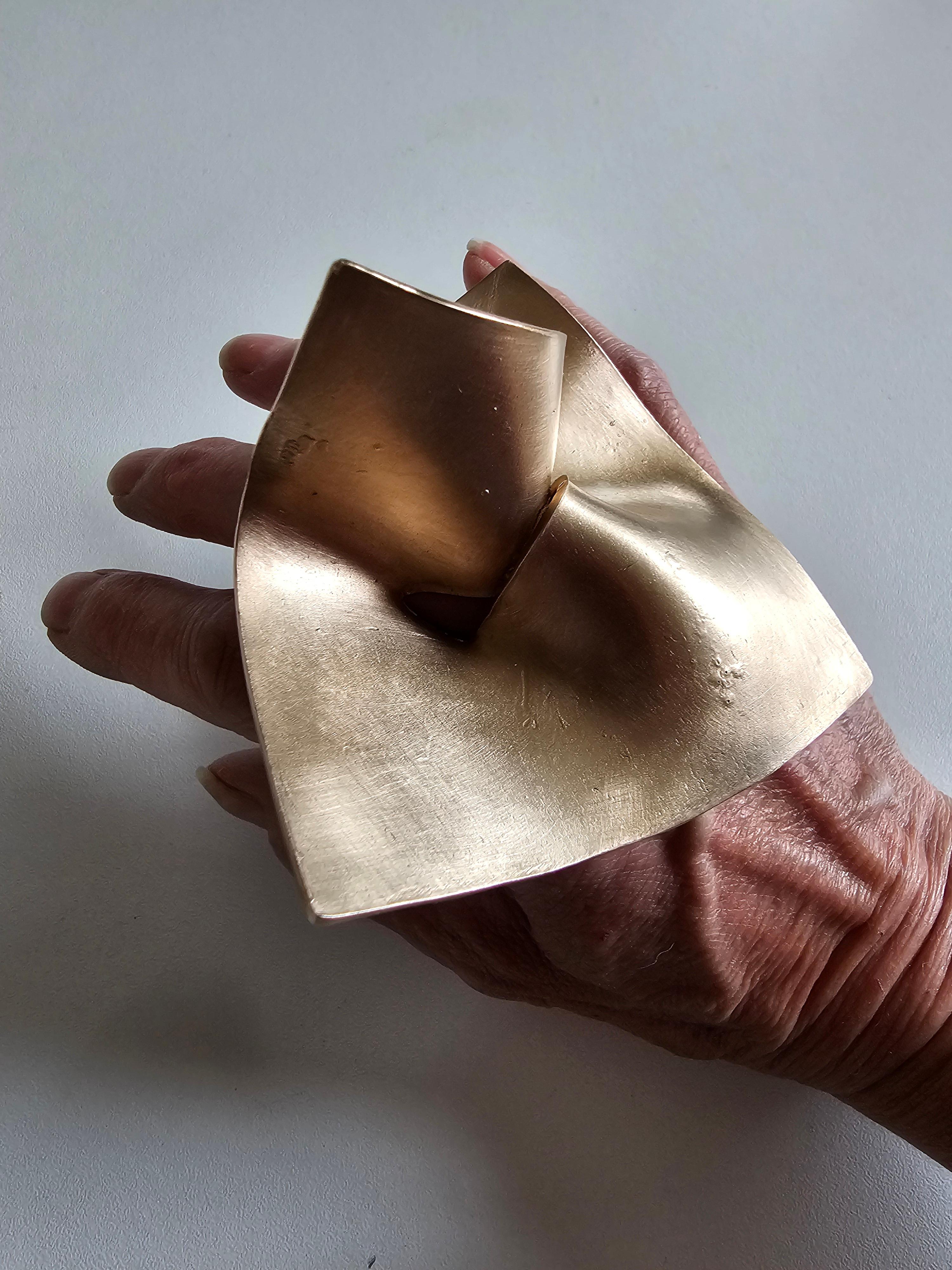 Alina Alamorean Square Waterlily Sculptural Contemporary Statement Ring Bronze For Sale 2