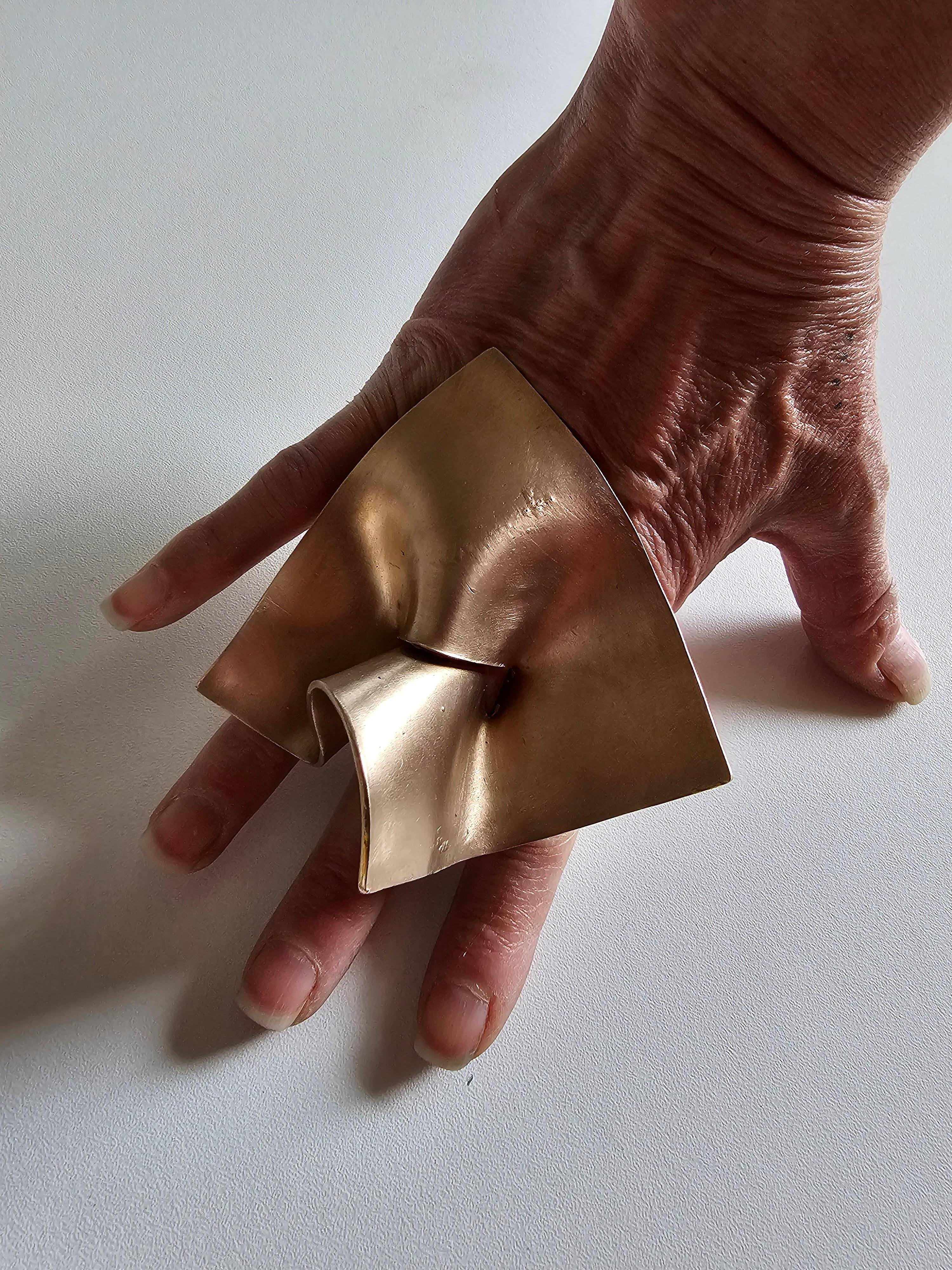 Alina Alamorean Square Waterlily Sculptural Contemporary Statement Ring Bronze For Sale 3