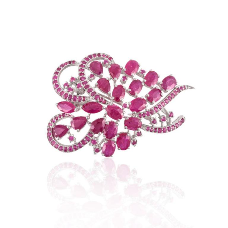 This Big Statement Ruby Brooch enhances your attire and is perfect for adding a touch of elegance and charm to any outfit. Crafted with exquisite craftsmanship and adorned with dazzling ruby which enhances confidence, leadership qualities and