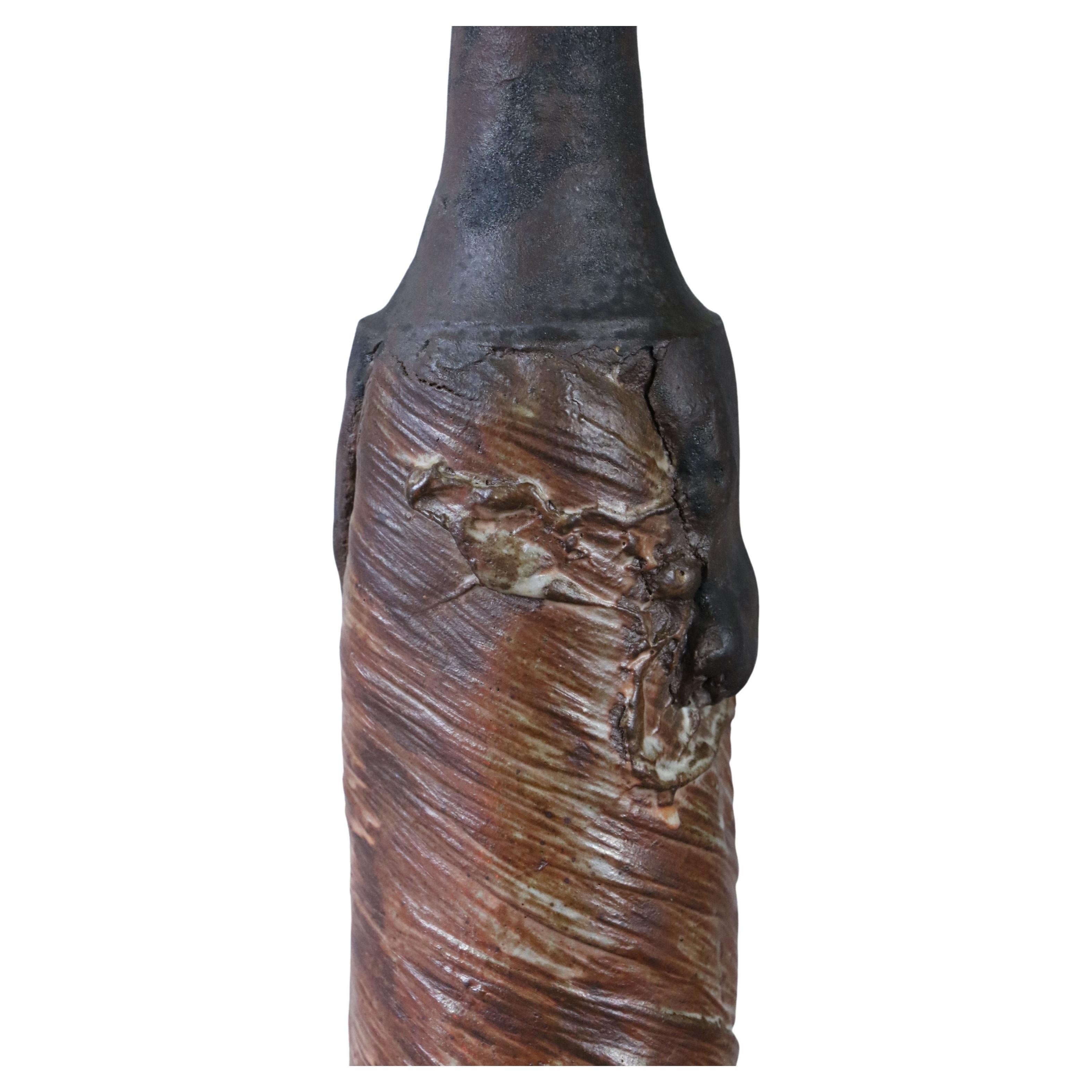 French Large stoneware bottle by Alain Gaudebert, Puisaye - Era Joulia Debril Deblander
