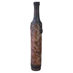 Big Stoneware Bottle with Shaded Cover by Alain Gaudebert, La Borne, Signed